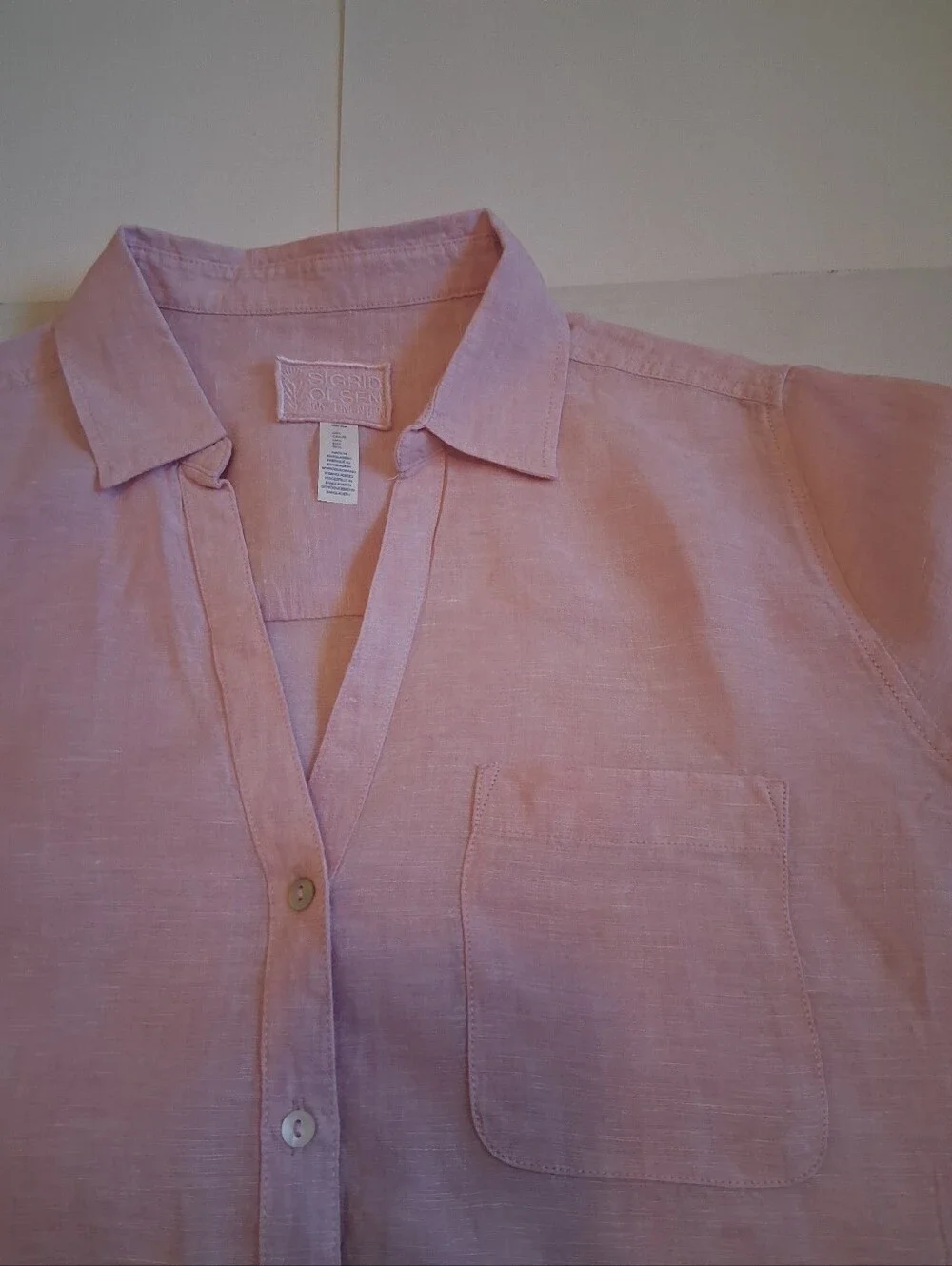 Sigrid Olsen Pale Pink Linen Shirt - Picture 7 of 9